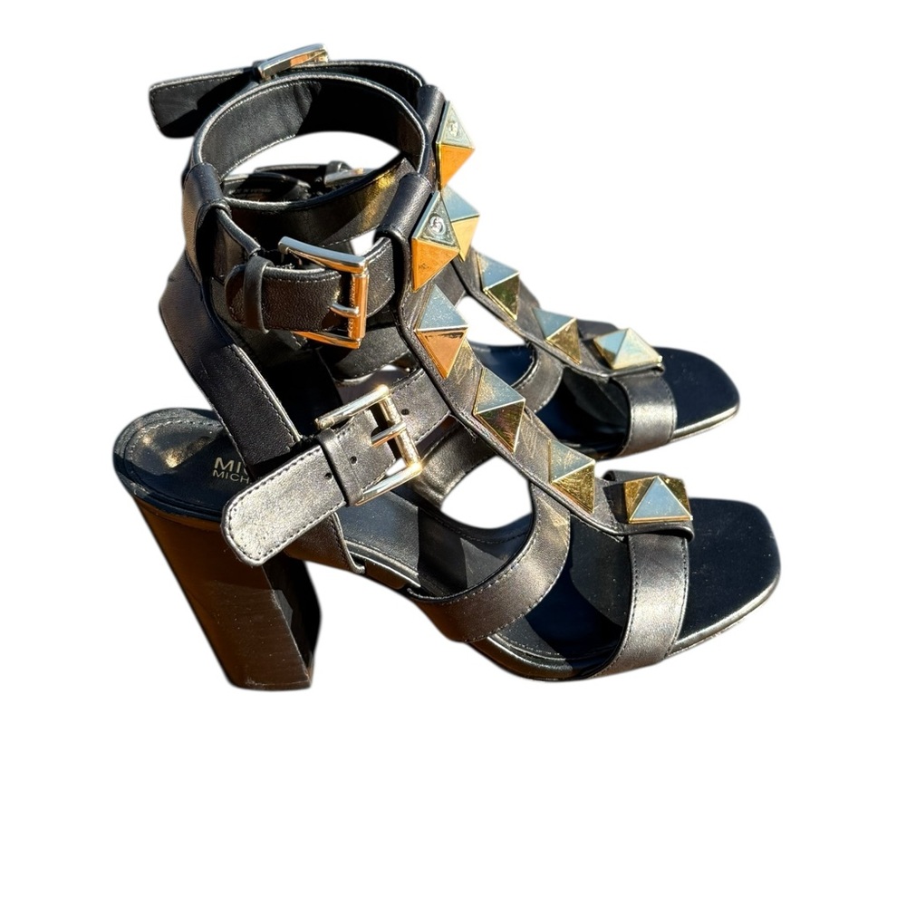 Michael Kors Wren Studded Leather Pyramid‎ Block-heel Gladiator Sandals Sz 5.5 - Picture 6 of 13